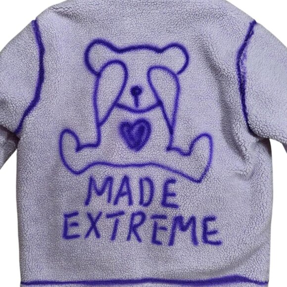 Made Extreme Faux Sherpa Oversized Teddy Bear Print Japanese Streetwear Coat XL - Picture 4 of 8